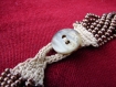 1 collier fait main fermoir en bouton ancien petites perles et coton 