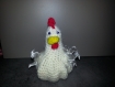 Poule blanche réalisée au crochet - modèle unique 