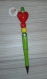 Nouveauté stylo vert pomme/anis " merci mme la directrice" perle cœur de verre rouge, perles en bois vert, jaune, 