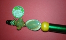 Nouveauté stylo vert émeraude " le plus parfait des maitres"perle ceramique et bois, cabochon 