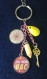 Porte-clé/bijou de sac " j'ai mon bac" 2 cabochons rose et mandala, clé de la réussite, crayon 