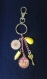 Porte-clé/bijou de sac " j'ai mon bac" 2 cabochons rose et mandala, clé de la réussite, crayon 