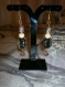 Boucles d'oreilles " bouddha cream" perles de verre murano et perle de porcelaine 