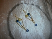 Boucles d'oreilles " chic and blue" jade jaune, agate et jaspe (pierre semi-précieuse) 