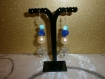 Boucles d'oreilles " arbre de vie en bleu et crème" 