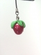 Bijoux de sac, porte clé, pendentif, ... fraise kawaii, rouge bordeaux, vert