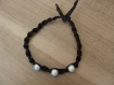 Bracelet macramé noir et perles magiques 
