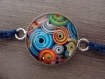 Bracelet cabochon dôme "spirales multicolores" 