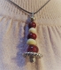 Collier ras du cou perles de verre rouge et ivoire 