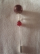 Broche fibule 3 perles en verre rouges et transparente 