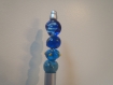 Stylo perles en verre bleues 