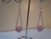 Boucles d'oreilles perle rose en verre 