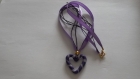 Collier coeur et ruban violet 56cm 