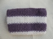 Porte monnaie tricoté main blanc violet 