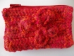 Porte monnaie "papillon" laine chinée rouge orangé 
