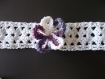 Bracelet blanc avec fleur fait main au crochet 
