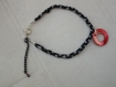 Bracelet ruban tressé gris et noir +sequin couleur corail 