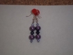 Boucles d'oreille perles verre et toupies swarovski violettes