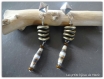 Boucles d'oreilles perle en papier et perles rondelles dorées sur puce argentée 