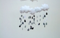Mobile bebe gouttes de pluie et nuages- fait main 