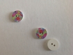 Bouton bois rond 15 mm imprimé ronds multicolores 