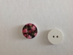 Bouton bois rond 15 mm imprimé fleurs 