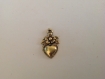Pendentif coeur fleur breloque métal or antique 