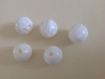 Perle ronde 13 mm blanc nacré marbré - lot de 5 - 1 trou 