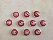 Lot 10 boutons rond 12 mm rouge foncé 