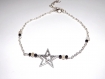 Chaine de cheville / bracelet de cheville étoile et perle cristal crème et noire 