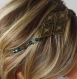 Headband ,bijoux de tête, accessoire graphique, losange , perle cristal bleu et transparente 