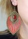 Boucle d'oreille * ethnique * cuir rouge orangé * perle cristal rouge 