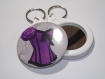Porte clef avec miroir au dos 58mm corset violet 