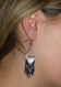 Boucle d'oreille graphique triangle,ethnique , perle de verre miyuki delica, argenté et noir 