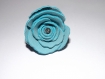 Bague en cuir , rose , coloris bleu turquoise , avec perle cristal de boheme 