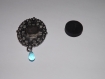 Broche aimant, magnet, camé résine , papillon, perle goutte en verre (2.5x1.8 cm) 