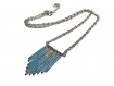 Collier ethnique triangle,chevron, perle de verre miyuki delica, argenté et bleu 