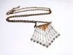 Collier ethnique triangle, perle de verre miyuki delica,doré et blanche, perle de verre 4mm blanche 