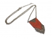 Collier ethnique triangle, perle de verre miyuki delica,rose et argenté, avec petite goutte argenté 
