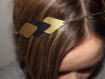Headband ethnique bijoux de cheveux,trio de losange en cuir et simili doré et noir ,graphique 