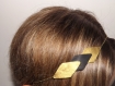Headband ethnique bijoux de cheveux,trio de losange en cuir et simili doré et noir ,graphique 