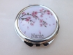 Miroir de poche , maitresse, cabochon resine fleur de cerisier,sakura, personnalisable 