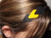 Headband cuir ethnique bijoux de cheveux,trio de losange en cuir jaune moutarde et noir ,graphique 