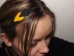 Headband cuir ethnique bijoux de cheveux,trio de losange en cuir jaune moutarde et noir ,graphique 