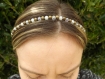Headband de créateur,bijoux de tete, mariage, ceremonie, cristal transparente et perle de verre blanche 