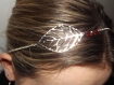 Headband argenté, feuille , perle cristal (autre couleur de perle possible) 