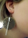 Boucle d'oreille de créateur , bicolore argenté et bronze , aile 