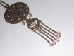 Collier de créateur , ethnique romantique, coeur , perle verre et cristal rose 