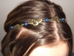 Jolie headband bijoux de cheveux, accessoire vintage,trio de feuille, perle lapis lazuli bleu 