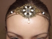 Jolie headband bijoux de cheveux, accessoire vintage, romantique, style ethnique estampe peinte à la main noir et blanc, perle 